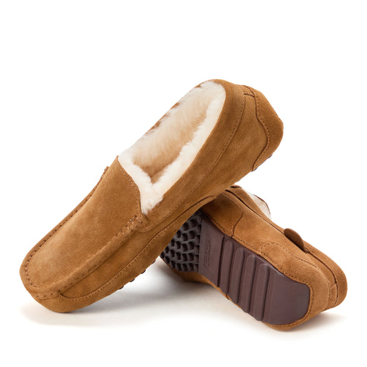 Men's Fireside by Dearfoams Melbourne Genuine Shearling Moccasin Slipper - US 8403