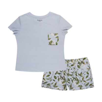 Women's Blue Floral Short Pj Set - US 1841