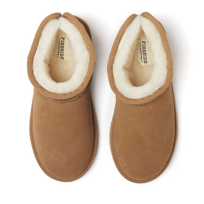 Women's Fireside by Dearfoams Riverland Genuine Shearling Micro Bootie - US 8092