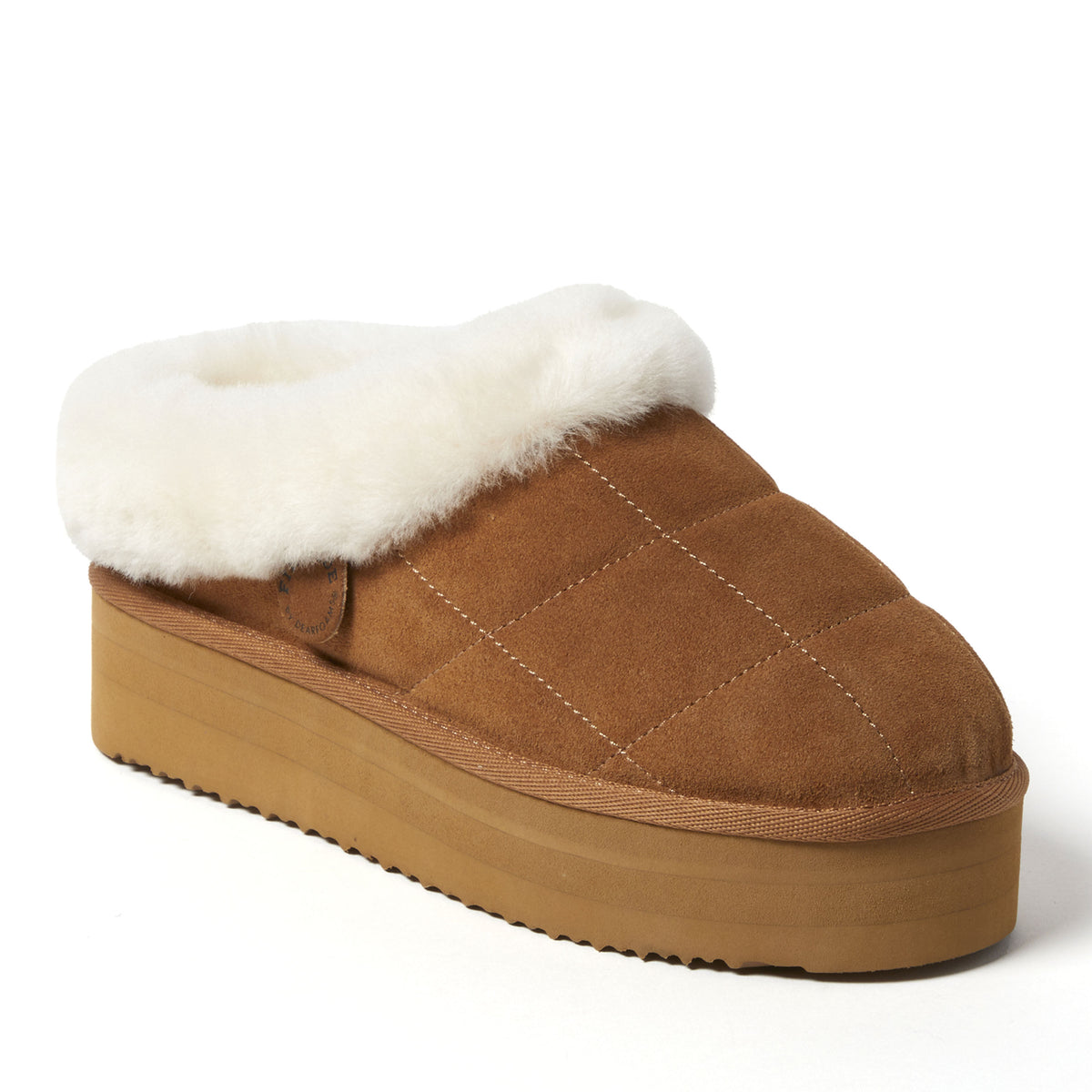 Women's Fireside by Dearfoams Bendigo Genuine Shearling Quilted Platform Clog - US 5086