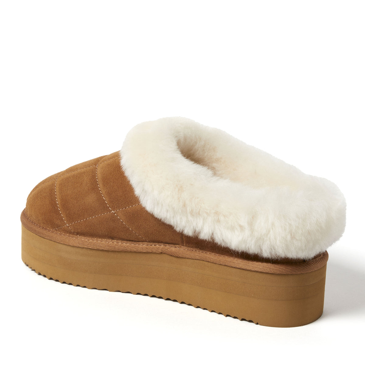 Women's Fireside by Dearfoams Bendigo Genuine Shearling Quilted Platform Clog - US 5086