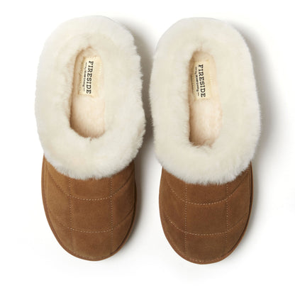 Women's Fireside by Dearfoams Bendigo Genuine Shearling Quilted Platform Clog - US 5086