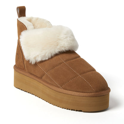 Women's Bayswater Genuine Shearling Quilted Platform Bootie - US 7374