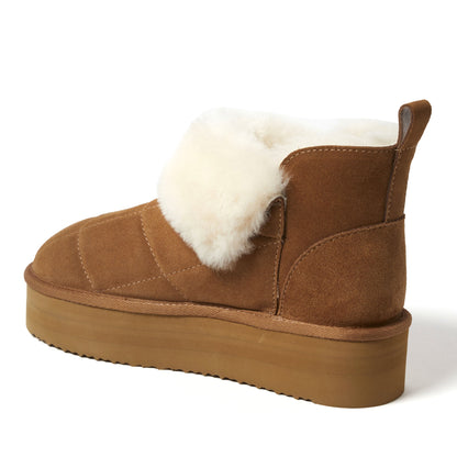 Women's Bayswater Genuine Shearling Quilted Platform Bootie - US 7374