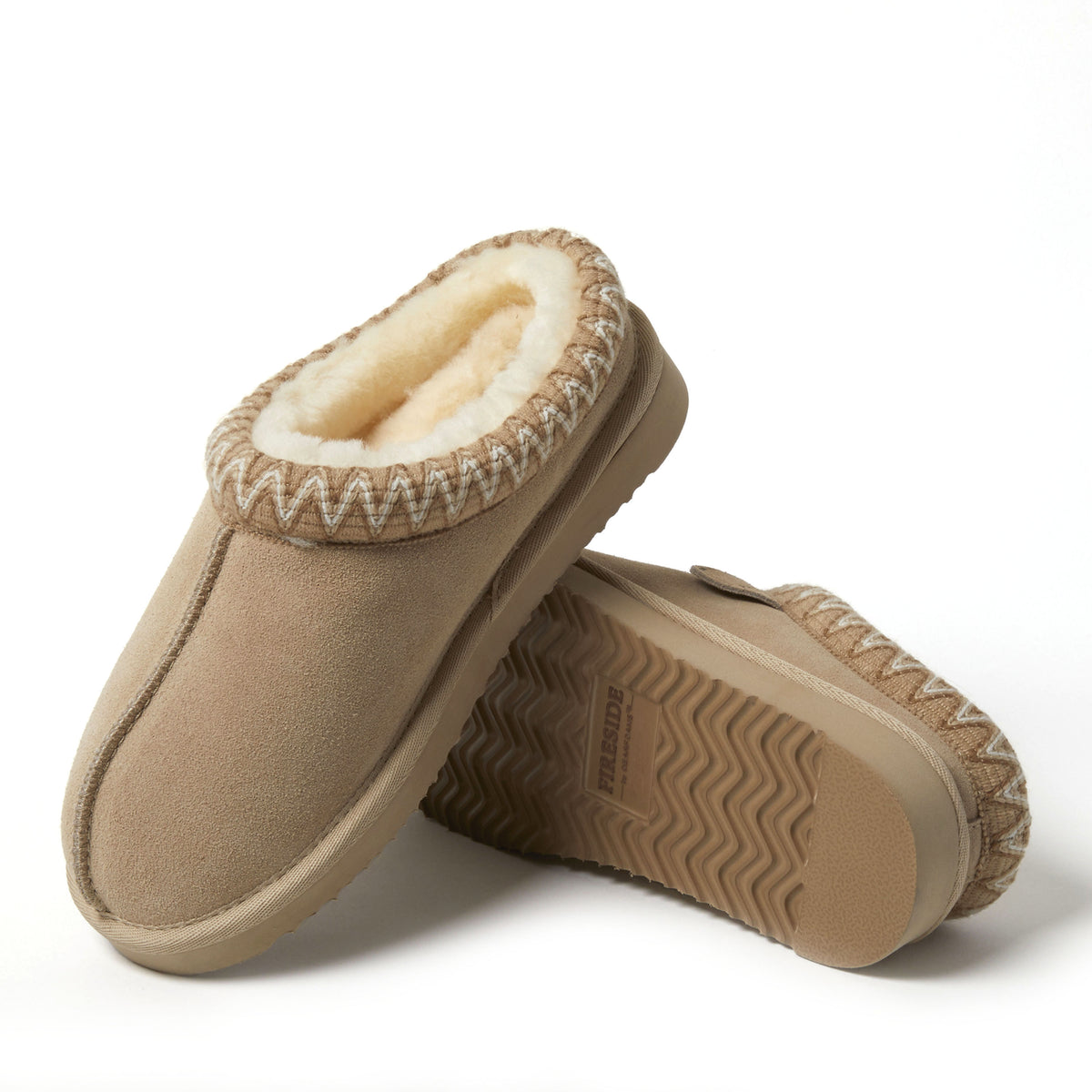Women's Fireside by Dearfoams Greta Genuine Shearling Clog With Taping - Water Resistant - US 3886