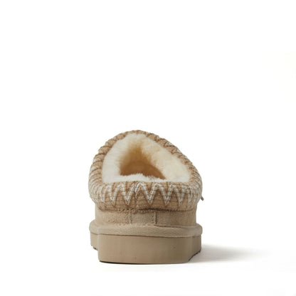 Women's Fireside by Dearfoams Greta Genuine Shearling Clog With Taping - Water Resistant - US 3886