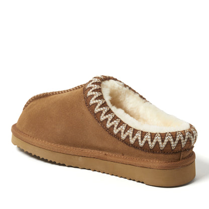 Women's Fireside by Dearfoams Greta Genuine Shearling Clog With Taping - Water Resistant - US 1432
