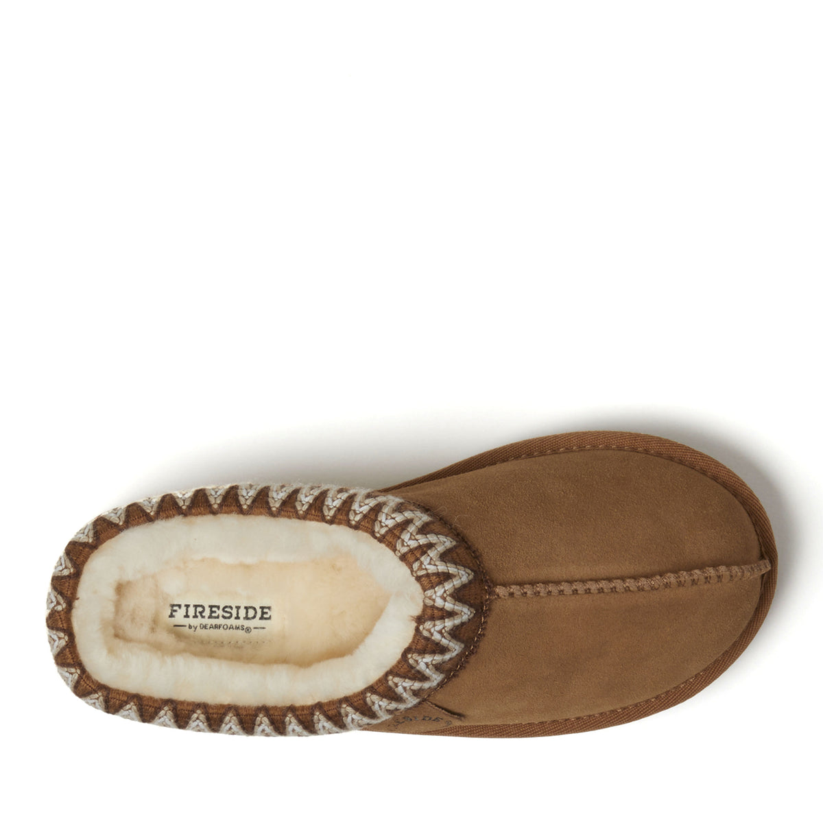 Women's Fireside by Dearfoams Greta Genuine Shearling Clog With Taping - Water Resistant - US 1432