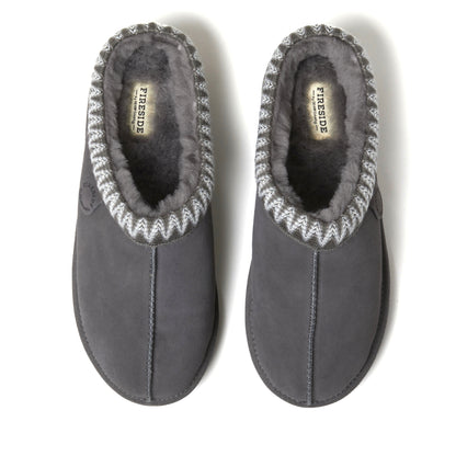Men's Fireside by Dearfoams Grafton Genuine Shearling Clog With Taping - Water Resistant - US 8878