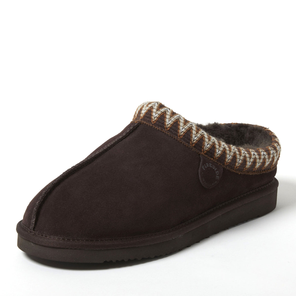 Men's Fireside by Dearfoams Grafton Genuine Shearling Clog With Taping - Water Resistant - US 3578