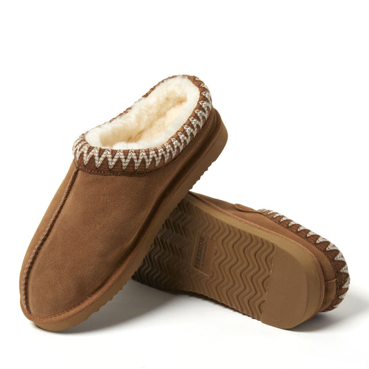 Men's Fireside by Dearfoams Grafton Genuine Shearling Clog With Taping - Water Resistant - US 7347