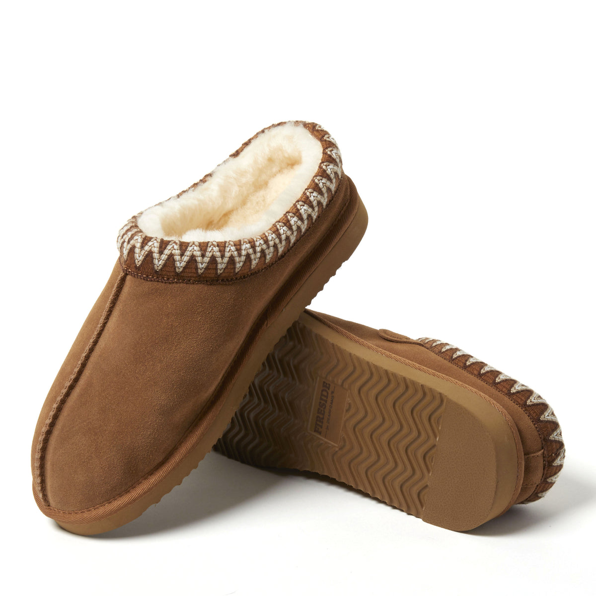 Men's Fireside by Dearfoams Grafton Genuine Shearling Clog With Taping - Water Resistant - US 7003