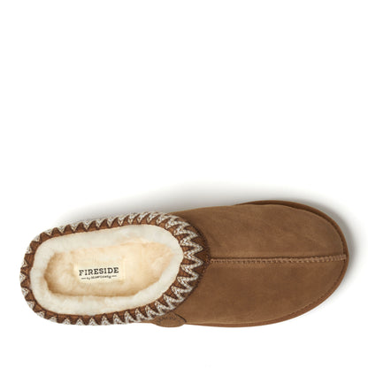 Men's Fireside by Dearfoams Grafton Genuine Shearling Clog With Taping - Water Resistant - US 7347