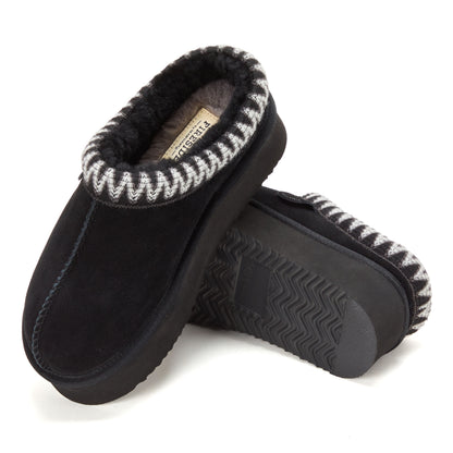 Women's Fireside by Dearfoams Queenstown Genuine Shearling Clog With Taping - US 1327