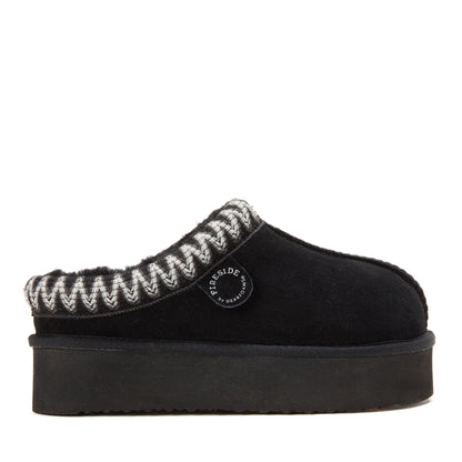 Women's Fireside by Dearfoams Queenstown Genuine Shearling Clog With Taping - US 1327