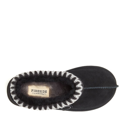 Women's Fireside by Dearfoams Queenstown Genuine Shearling Clog With Taping - US 1327