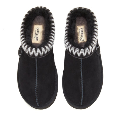 Women's Fireside by Dearfoams Queenstown Genuine Shearling Clog With Taping - US 1327