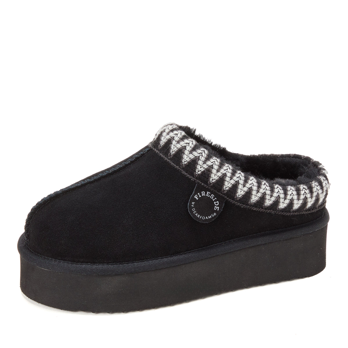 Women's Fireside by Dearfoams Queenstown Genuine Shearling Clog With Taping - US 1327