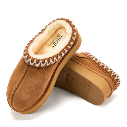 Women's Fireside by Dearfoams Queenstown Genuine Shearling Clog With Taping - US 3287