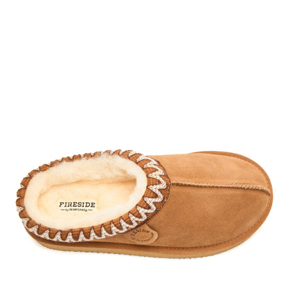 Women's Fireside by Dearfoams Queenstown Genuine Shearling Clog With Taping - US 3287