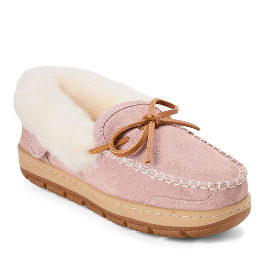 Women's Fireside Gladstone Moccasin Genuine Shearling with Stitching - US 5092