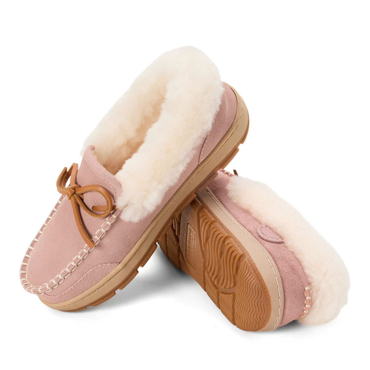 Women's Fireside Gladstone Moccasin Genuine Shearling with Stitching - US 5092