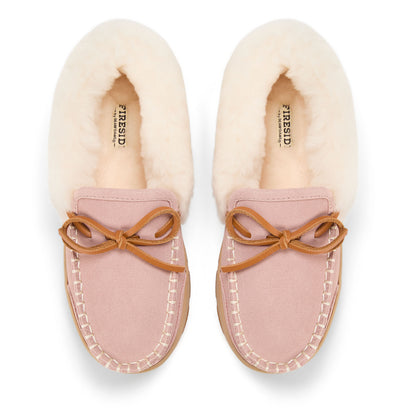 Women's Fireside Gladstone Moccasin Genuine Shearling with Stitching - US 5092