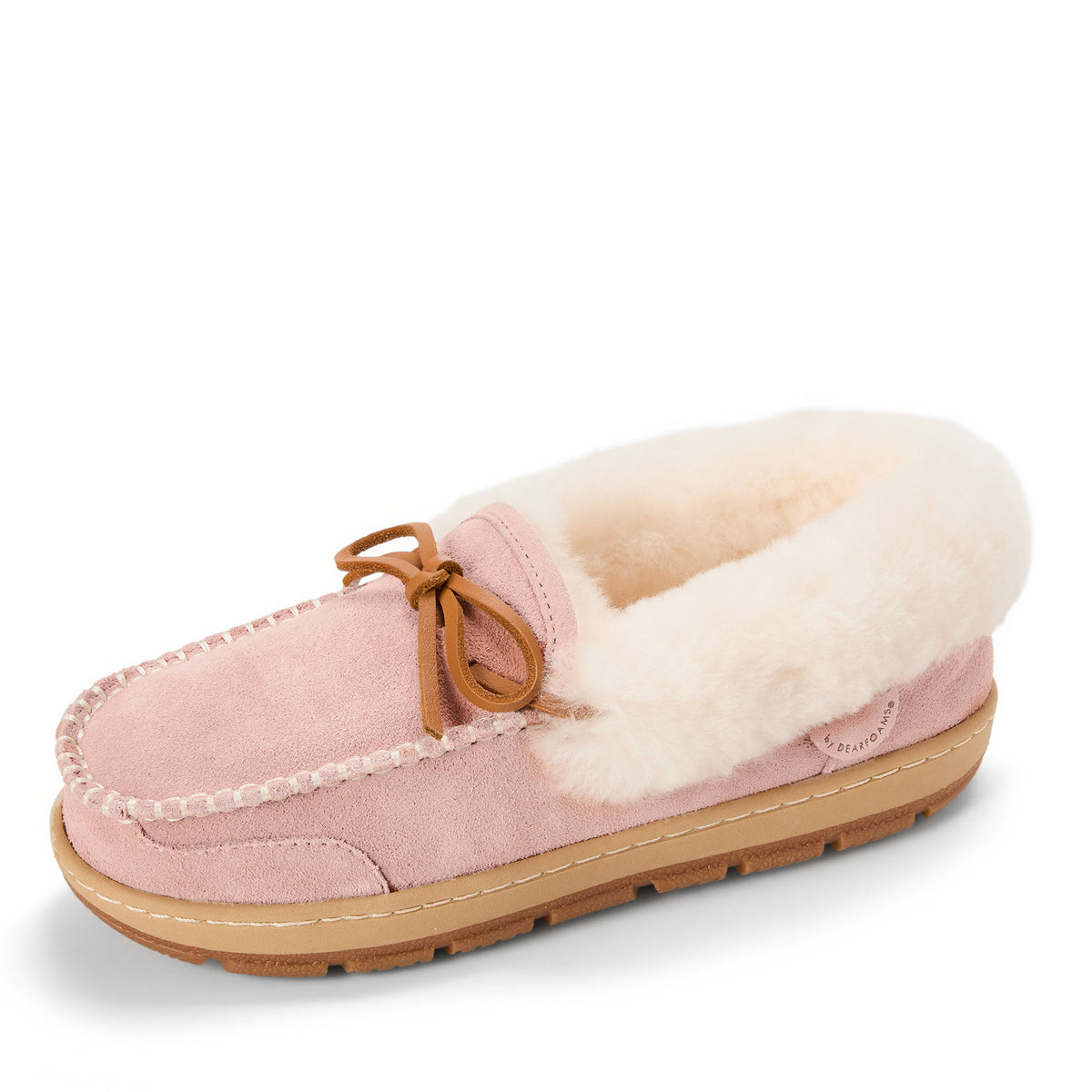 Women's Fireside Gladstone Moccasin Genuine Shearling with Stitching - US 5092