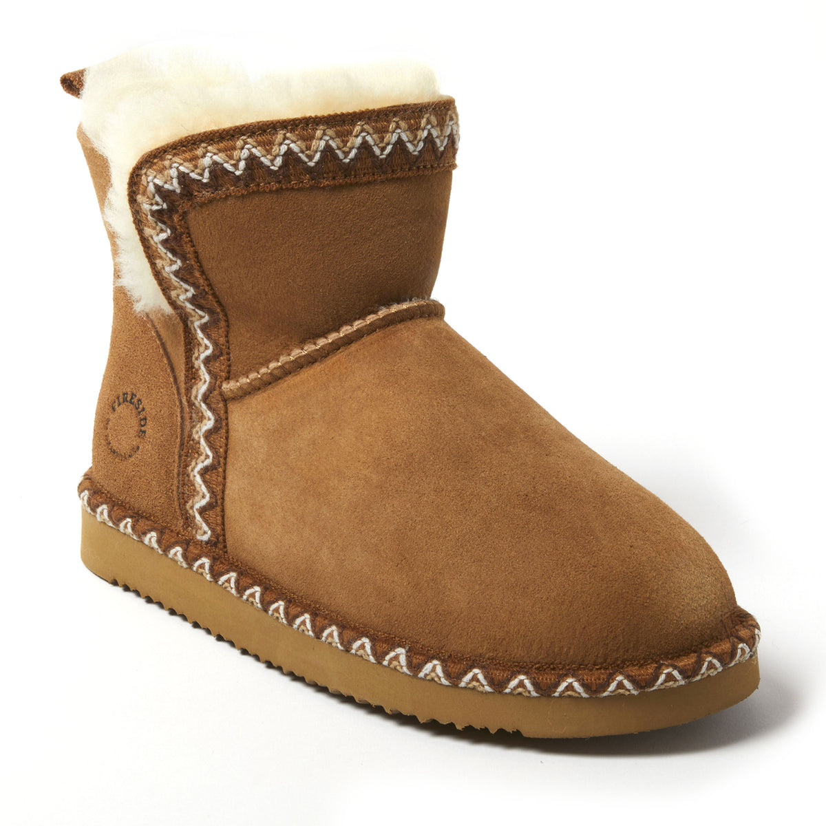 Women's Fireside by Dearfoams Perth Genuine Shearling Fold Down Bootie With Taping - US 0667