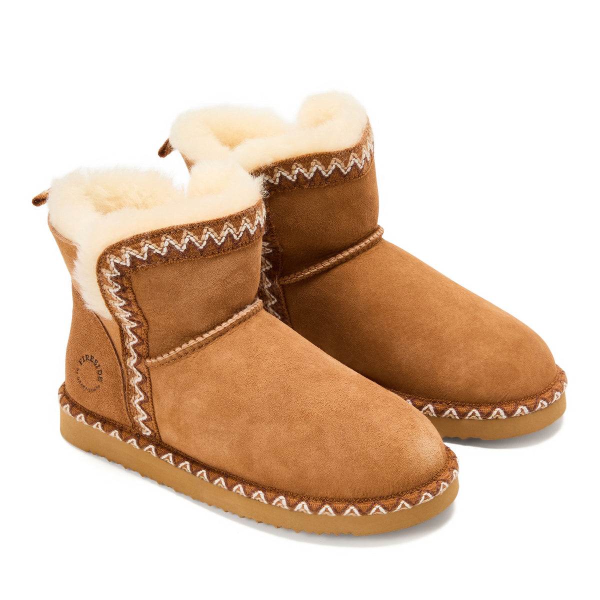 Women's Fireside by Dearfoams Perth Genuine Shearling Fold Down Bootie With Taping - US 0667