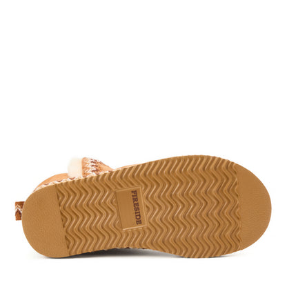 Women's Fireside by Dearfoams Perth Genuine Shearling Fold Down Bootie With Taping - US 0667