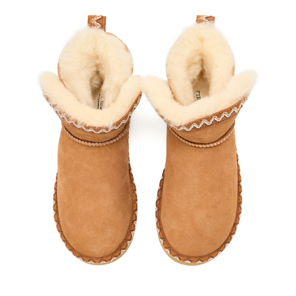 Women's Fireside by Dearfoams Perth Genuine Shearling Fold Down Bootie With Taping - US 0667