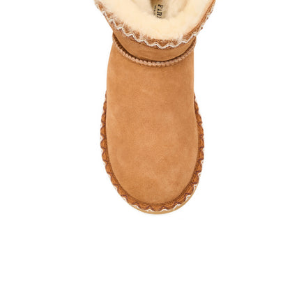 Women's Fireside by Dearfoams Perth Genuine Shearling Fold Down Bootie With Taping - US 0667