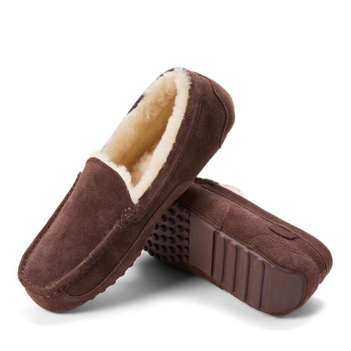 Men's Fireside by Dearfoams Melbourne Genuine Shearling Moccasin Slipper - US 8556