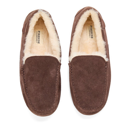 Men's Fireside by Dearfoams Melbourne Genuine Shearling Moccasin Slipper - US 7035