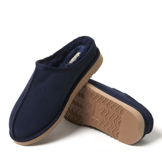 Men's Fireside by Dearfoams Grafton Genuine Shearling Clog Slipper with Woven Accent - US 8633