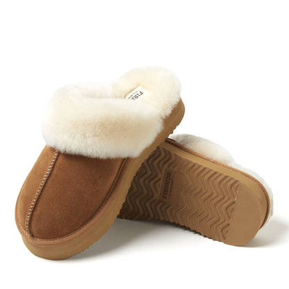 Women's Fireside by Dearfoams Melton Genuine Shearling Platform Scuff - US 2758