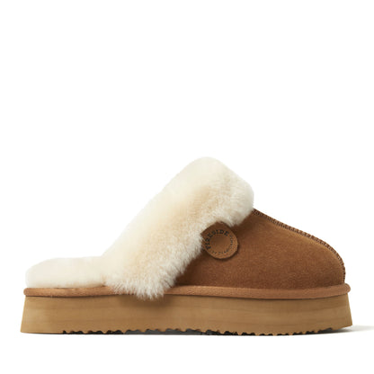 Women's Fireside by Dearfoams Melton Genuine Shearling Platform Scuff - US 2758