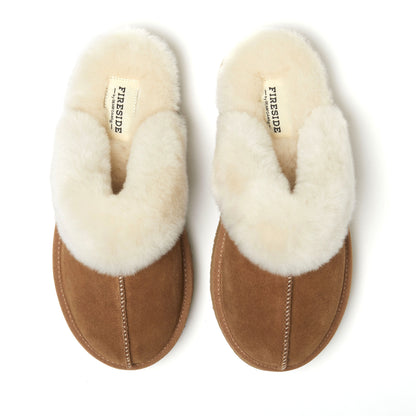 Women's Fireside by Dearfoams Melton Genuine Shearling Platform Scuff - US 2758