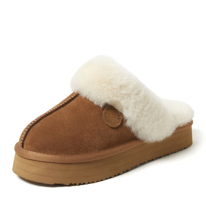 Women's Fireside by Dearfoams Melton Genuine Shearling Platform Scuff - US 2758